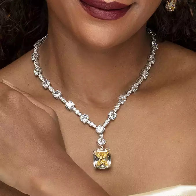 940 Silver Elegant CZ Encrusted Necklace with Pendant
