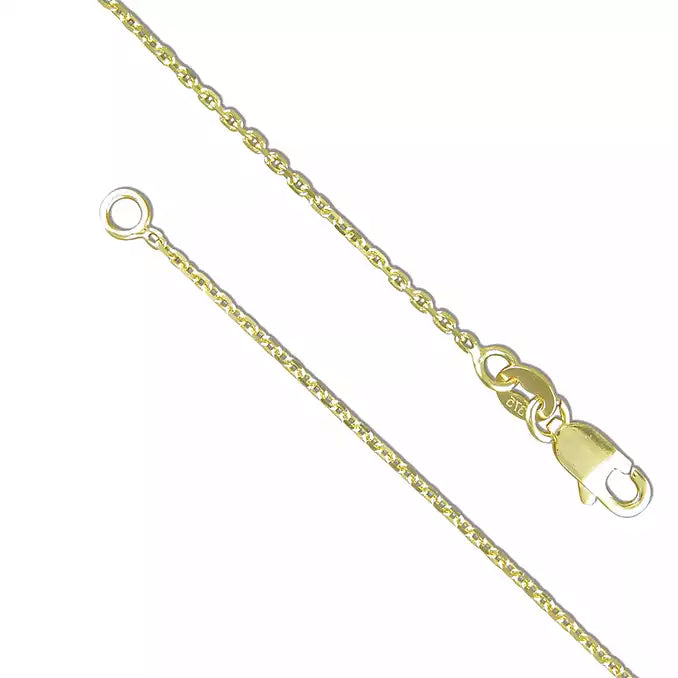 9ct Gold Diamond Cut Cable Necklace 1.2mm