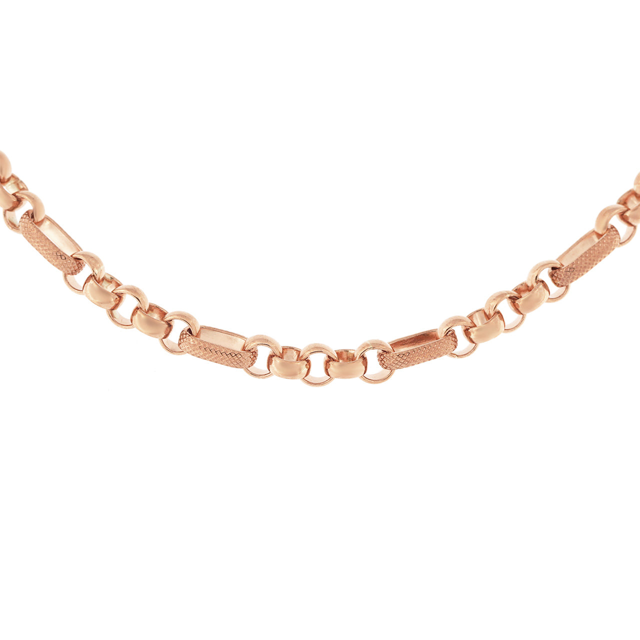 9ct Rose Gold Textured Figaro Belcher Bracelet 4.8mm