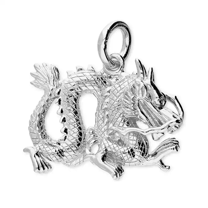 Sterling Silver 925 Year of the Dragon Pendant with Franco Chain