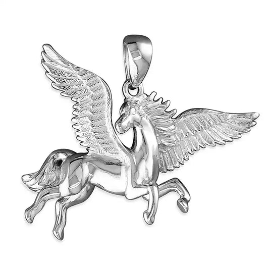 Sterling Silver 925 Large Pegasus Pendant with Franco Chain