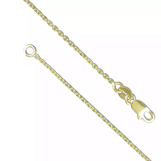9ct Gold Diamond Cut Cable Necklace 1.2mm