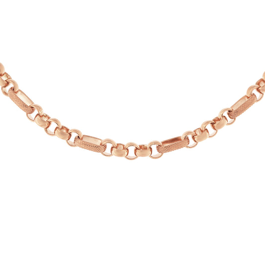 9ct Rose Gold Textured Figaro Belcher Bracelet 4.8mm