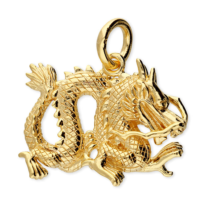 Sterling Silver 925 Year of the Dragon Pendant with Franco Chain