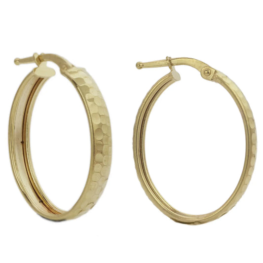 9ct Yellow Gold Diamond-Cut Hoop Earrings