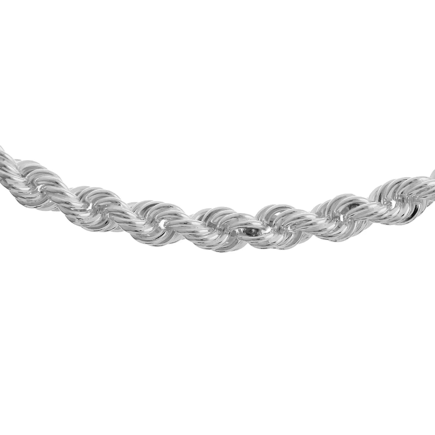 Sterling Silver 925 Solid Rope Bracelet 7.6mm