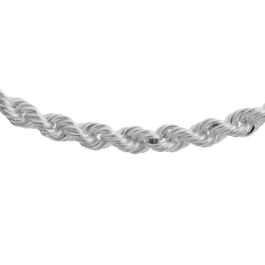 Sterling Silver 925 Solid Rope Bracelet 7.6mm