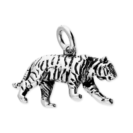 Sterling Silver 925 Year of the Tiger Pendant with Franco Chain